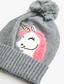 Resim Kız Çocuk Unicorn İşlemeli Bere 