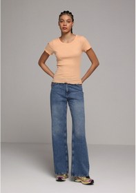 Resim Colin's Colins Slim Fit Yuvarlak Yaka Düz Kadın Kısa Kol Tişört Cl1078306 Q1.v2 Apc Turuncu 