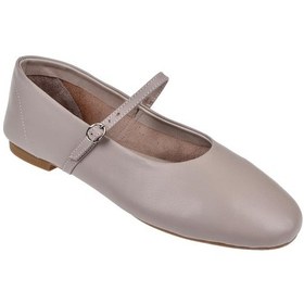 Resim Beety Hakiki Deri Üstten Bantlı Kadın Babet Bee-111002 Vizon VIZON 