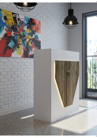 Resim Resital Ledli Karşılama Bankosu G-90 Cm Ofis Kasa Resepsiyon Masası Banko-001-1-2 