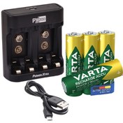 Resim Varta 4 Adet 2100mah Aa Kalem Şarjlı Pil +power-xtra Px200 A-aaa Ve 9v Usb Pil Şarj Cihazı 