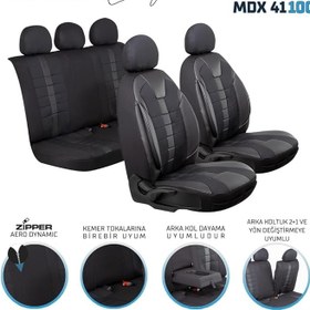 Resim Fresh Start Renault Megane 2 Hb Uyumlu Lüx Deri Detaylı Oto Koltuk Kılıfı Ön Arka Takım Vista Serisi Siyah Fs 