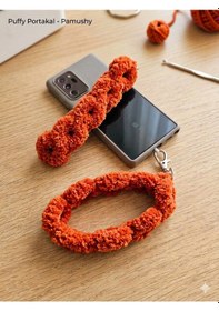 Resim Puffy Portakal Telefon Askısı 