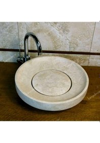 Resim Traverten Gizli Giderli Mermer Lavabo 