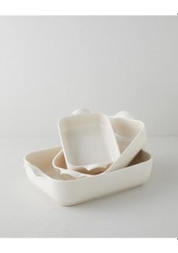 Resim English Home Hecha Seramik Dikdörtgen Fırın Kabı 32 Cm Krem Krem 