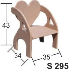 Resim E Hobici Ahşap Kalpli Çocuk Sandalye 35X34X43CM S-295 