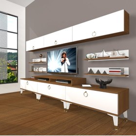 Resim Decoraktiv Ekoflex 8y Mdf Gold Tv Ünitesi Tv Sehpası - Ceviz - Beyaz 