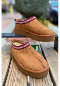 Resim Benetton İçi Tüylü Yarım Ayakkabı Terlik Taba 