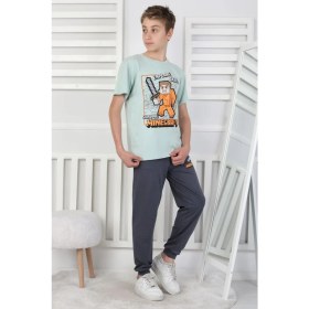 Resim Explore Create Desenli Erkek Çocuk Süprem Kısa Kollu Pijama Takımı 