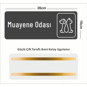 Resim zafrakreklam Ofis Oda Kapı İsimliği Yönlendirme Tabelası 26X10cm ( MUAYENE ODASI ) antrasit & beyaz 