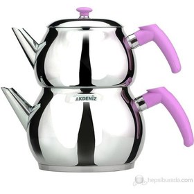 Resim Akdeniz Çaydanlık Takımı Küre Aile Boy Soft Şirazi Bakalit Kulp Akd104 0043 4722 Gümüş 