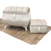 Resim Nima Çeyiz Orta Lüks Incili Ikili Çeyiz Sandığı 