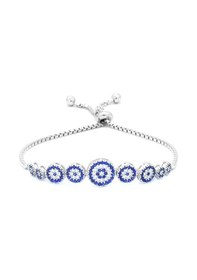 Resim Brezza Lusso Jewelry Nazar Boncuklu Asansör Kilitli Kadın Gümüş Bileklik Beyaz No1 