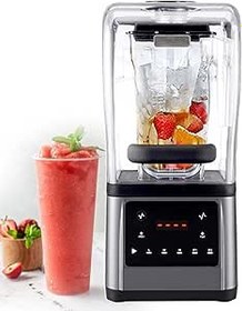 Resim Ses Muhafazalı Tezgah Üstü Smoothie Blender'i, 2200 W Stand Smoothie Mikseri, Dijital Ekran + 1,6l Kalınlaştırılmış Sürahi, 9 Hız Ayarlanabilir, Meyve Suyu/Kokteyl Karıştırma Için 