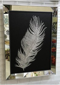 Resim Simli Kanvas Tablo Ayna Çerçeveli Yaprak 3 Parçalı. 