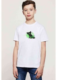 Resim Cartoon Holly Baskılı Unisex Çocuk Beyaz T-Shirt 