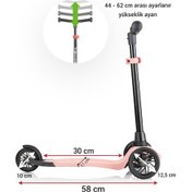 Resim Wellgro Turbo 3 Tekerli Yükseklik Ayarlı Scooter, Pembe Pembe 