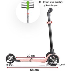 Resim Wellgro Turbo 3 Tekerli Yükseklik Ayarlı Scooter, Pembe Pembe 