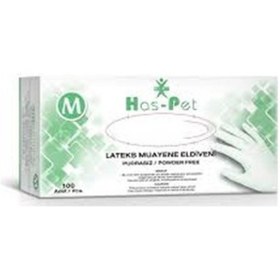 Resim Has-Pet Latex Pudrasız Eldiven 100'lü 