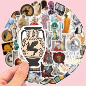 Resim 50 adet Yunan Mitolojisi Estetiği, Sanatsal Noel Hediyeleri, Bilgisayarlar, Cep Telefonları, Defterler, Su Bardakları, Kasklar, Gitar, Valizler için Su Geçirmez Graffiti Çıkartmaları Dekore Etme 