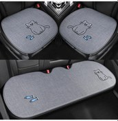 Resim Meridiangoods Hızlı Kuruma Kaymaz Koltuk Döşeği 3 Parça Gri Polyester Eğlenceli Kedi Desen 