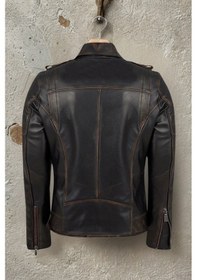 Resim Derije Modric Hakiki Deri Erkek Vintage Biker Motorcu Tarzı Mont 