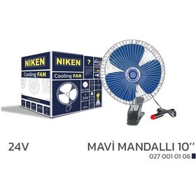 Resim Araç Içi Vantilatör Mavi Mandallı 24v 10 İnç Üniversal Model Niken 