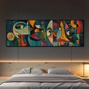 Resim 1 adet Çerçevesiz Soyut Geometrik Gözler Tuval Baskı - Cesur Hatlar ve Renkli Şekillerle Canlı Modern Duvar Sanatı, Ev, Ofis veya Kafe Dekoru için Mükemmel, Ofis Dekorasyonu | Geometrik Tasarım | Sanatçı Baskı, Tuval Duvar Sanatı 