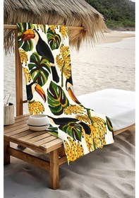 Resim Dijital Baskı Plaj Deniz Havlusu Yaprak Desenli Peştamal Hvl0178 Renkli 