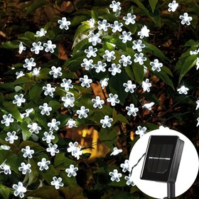 Resim 1 takım, 30/100 LED Güneşli Kiraz Çiçeği Işıklı Dizi, Güneşli Bahçe Işıkları, Güneşli Peri Işıkları Veranda Düğün Parti Süslemeleri, Cadılar Bayramı Süslemeleri Işıkları 
