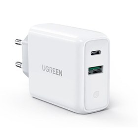 Resim Ugreen 60468 38W Çift Portlu USB-A ve Type-C PD QC Hızlı Beyaz Şarj Cihazı 