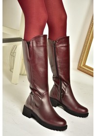 Resim Fox Shoes N654226103 Bordo Hakiki Deri Günlük Kadın Çizme Bordo-hakiki Deri Bordo 