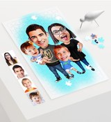 Resim Kişiye Özel Aile Karikatür 240 Parça A3 Puzzle - 3 