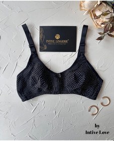 Resim Liza Puantiye Desenli Pamuklu Penye Kalın Askılı Toparlayıcı Bale Siyah 