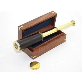 Resim Ahşap Kutulu Deri İşlemeli Pirinç Dürbün 