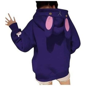 Resim Novahub Su Kadın Günlük Moda Kapşonlu Sweatshirt, İşlemeli Tavşan Kulaklar, Koyu Mavi, Rahat Ve Sevimli Koyu Mavi 