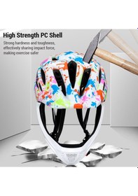 Resim Ayarlanabilir Nefes Çocuk Bisiklet Kaskları Led Işık Mavi Mavi 