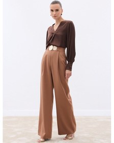 Resim Sateen Aksesuarlı Pantolon - Camel-136562 Camel 