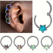 Resim 16G Opal Clicker Çember Küpe Septum Halka Burun Kıkırdak Helix Daith Piercing Dikişsiz Menteşeli Segment Paslanmaz Çelik 