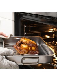 Resim Metal Fırın Kabı, Paslanmaz Çelik Meridyendukkan 32x40 Cm Fırın-barbekü Kızartma Kabı 