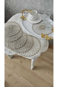 Resim ZESA HOME 6 lı Kahve Yanı Şık Sunum Pçetesi Güpür Tül Peçeteler 