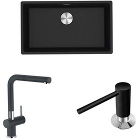 Resim Franke Mrg 210/110-72 Nero Eviye+Active Plus Doccia Armatür&Sabun 