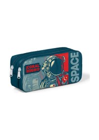 Resim Coral High Kids Çivit Astronot Desenli İki Bölmeli Kalem Çantası 