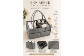 Resim Çınar Ev Tekstil Anne Bebek Keçe Bebek Bakım Çantası Organizer - Çok Bölmeli, Taşınabilir, Şık Dayanıklı Anne Çantası 
