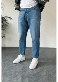 Resim Mavi Boyfriend Pantolon-Erkek Mavi 
