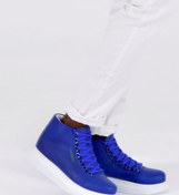 Resim BZ Moda B258 Roma Bağcıklı Ortopedik Taban Günlük Cilt Erkek Spor Postal Bot CBT Mavi 