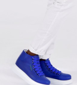 Resim BZ Moda B258 Roma Bağcıklı Ortopedik Taban Günlük Cilt Erkek Spor Postal Bot CBT Mavi 