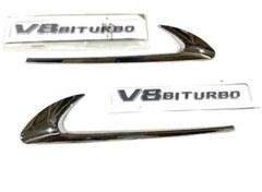 Resim Mercedes V8 Uyumlu Biturbo Yazı Ve Vent Takımı Nikelaj 
