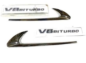 Resim Mercedes V8 Uyumlu Biturbo Yazı Ve Vent Takımı Nikelaj 