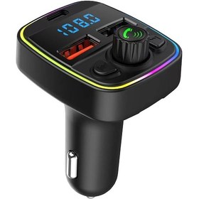 Resim Tenfowee Siyah Araç Fm Transmitter: Bluetooth Arayüzü, Pd Hızlı Şarj + Çift Usb, Mp3 Çalar, Stüdyo Kalitesi Ses, Ambiyans Lambası İle 12-24v Uyumlu 